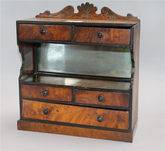A Victorian miniature walnut chest width 28cm